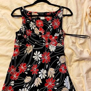 Black with red and white flowers dress